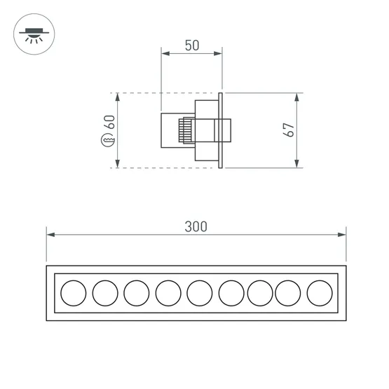 Фото #6 товара Светильник MS-ORIENT-BUILT-TURN-TC-S67x300-20W Warm3000 (BK-BK, 30 deg, 230V) (Arlight, IP20 Металл, 5 лет)