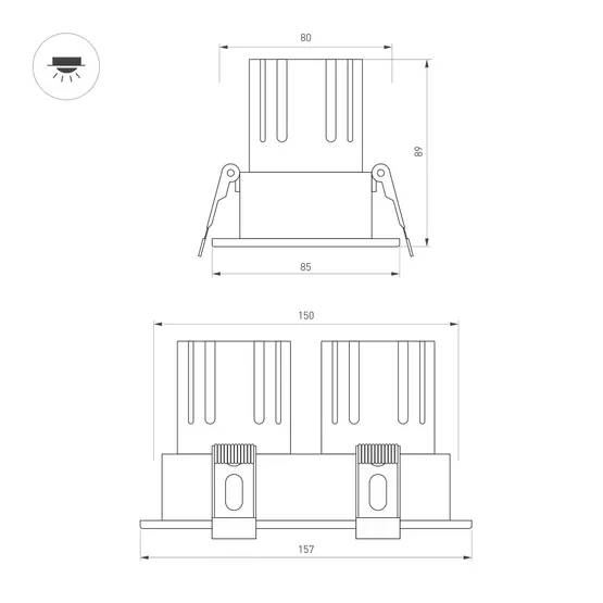 Фото #2 товара Светильник MS-FLOW-BUILT-S157x85-2x6W Warm3000 (WH, 38 deg, 230V) (Arlight, IP20 Металл, 5 лет)