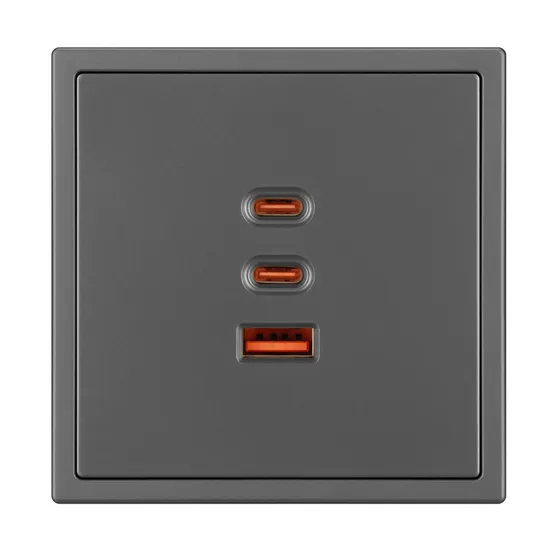 Фото #3 товара Механизм розетки с быстрой USB зарядкой SCT-NOBE-MUACC-SFPL-FC-GR (65W, QC3) (Arlight, -)