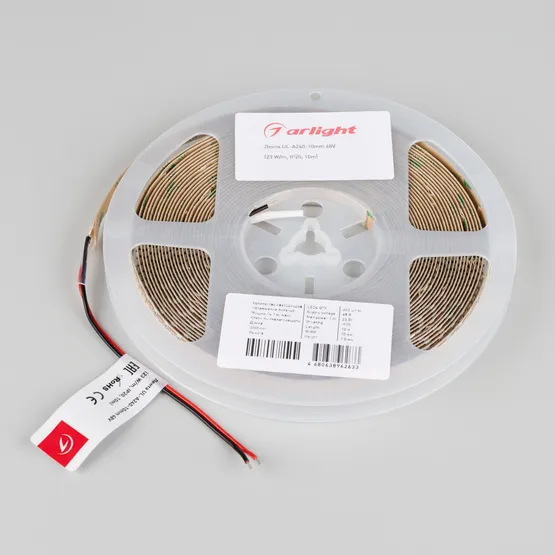 Фото #3 товара Светодиодная лента UL-A240-10mm 48V Warm3500-CX2 (23 W/m, IP20, 10m) (Arlight, 7 лет)
