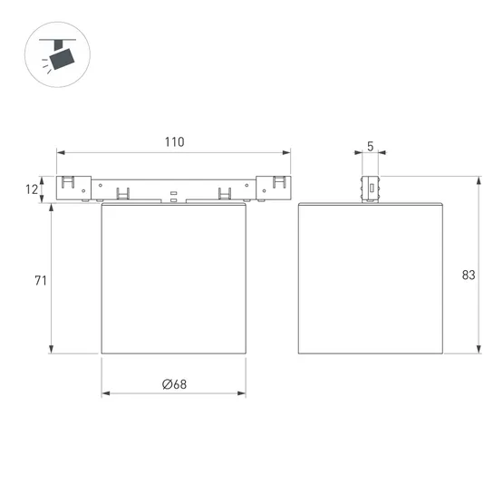 Фото #4 товара Светильник MAG-MICROCOSM-POINT-R68-7W Warm3000 (BR, 36 deg, 24V) (Arlight, IP20 Металл, 5 лет)
