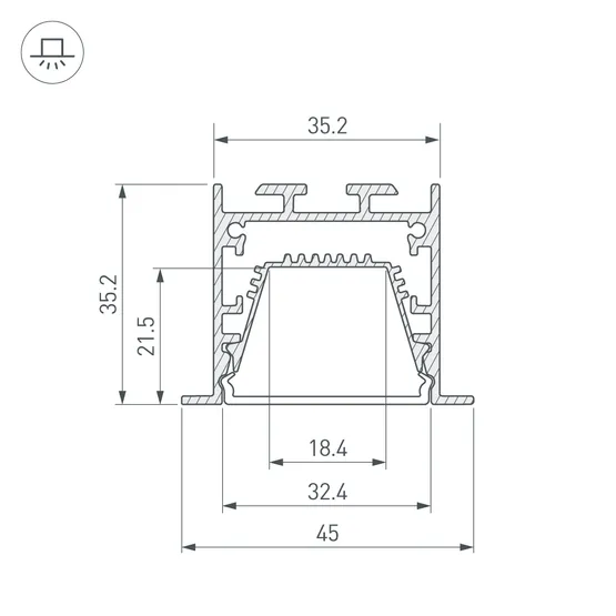 Фото #3 товара Профиль LINIA45-F-TRAY-3000 BLACK (Arlight, Алюминий)