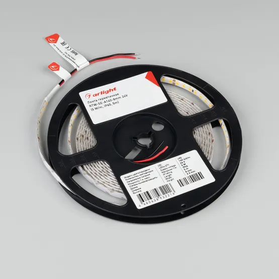 Фото #2 товара Светодиодная лента герметичная RTW-SE-A140-8mm 24V White6000 (5 W/m, IP65, 5m) (Arlight, -)