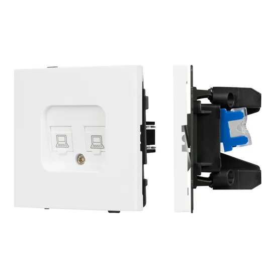 Фото #1 товара Механизм компьютерной розетки двойной SCT-TENDO-MPC2-PL-WH (RJ-45, CAT6) (Arlight, -)