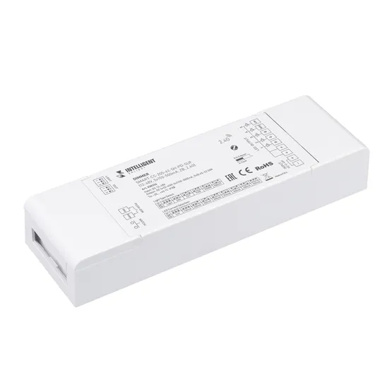 Фото товара INTELLIGENT ARLIGHT Диммер SMART-CC-205-62-SH-PD-SUF (12-48V, 5x150-500mA, ZB, 2.4G) (IARL, IP20 Пластик, 5 лет)