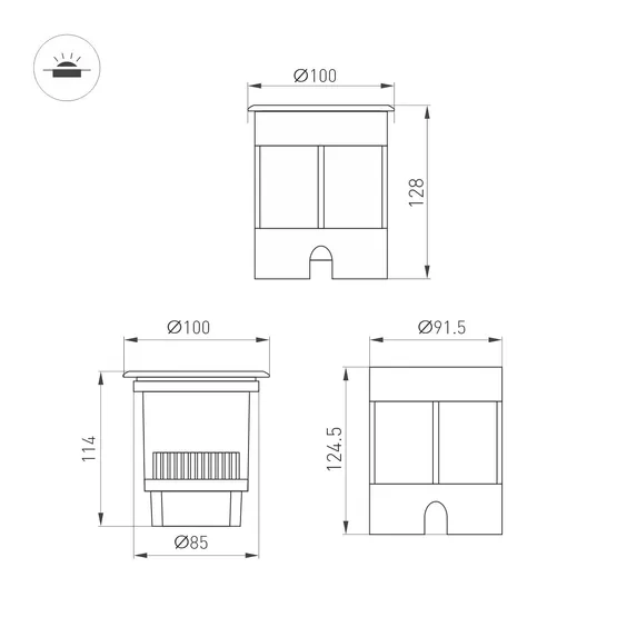 Фото #2 товара Светильник LTD-DAFNA-GROUND-R100-6W Day4000 (SL, 20 deg, 230V) (Arlight, IP67 Металл, 5 лет)