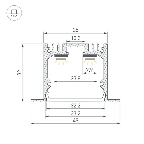Фото #3 товара Профиль SL-LINIA49-F-3000 ANOD (BY) (Arlight, Алюминий)